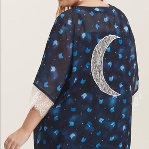 Torrid Sailor Moon Lace Moon Luna Cat Head Print Kimono